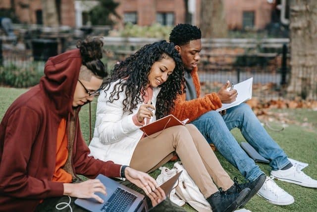 College students collaborating on campus